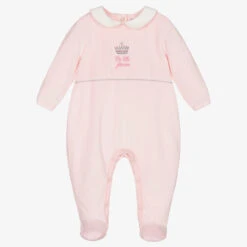 Rachel Riley Pink Velour Babygrow