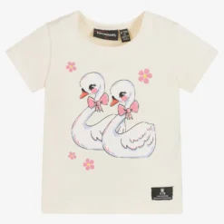 Rock Your Baby Baby Girls Ivory Cotton Swans T-Shirt