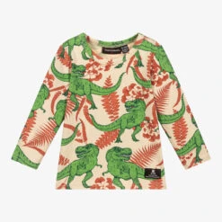 Rock Your Baby Beige Cotton Dino Baby Top