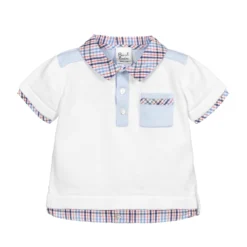 Sarah Louise Baby Boys White Polo Shirt