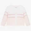 Sarah Louise Baby Girls Pink & White Cotton Cardigan