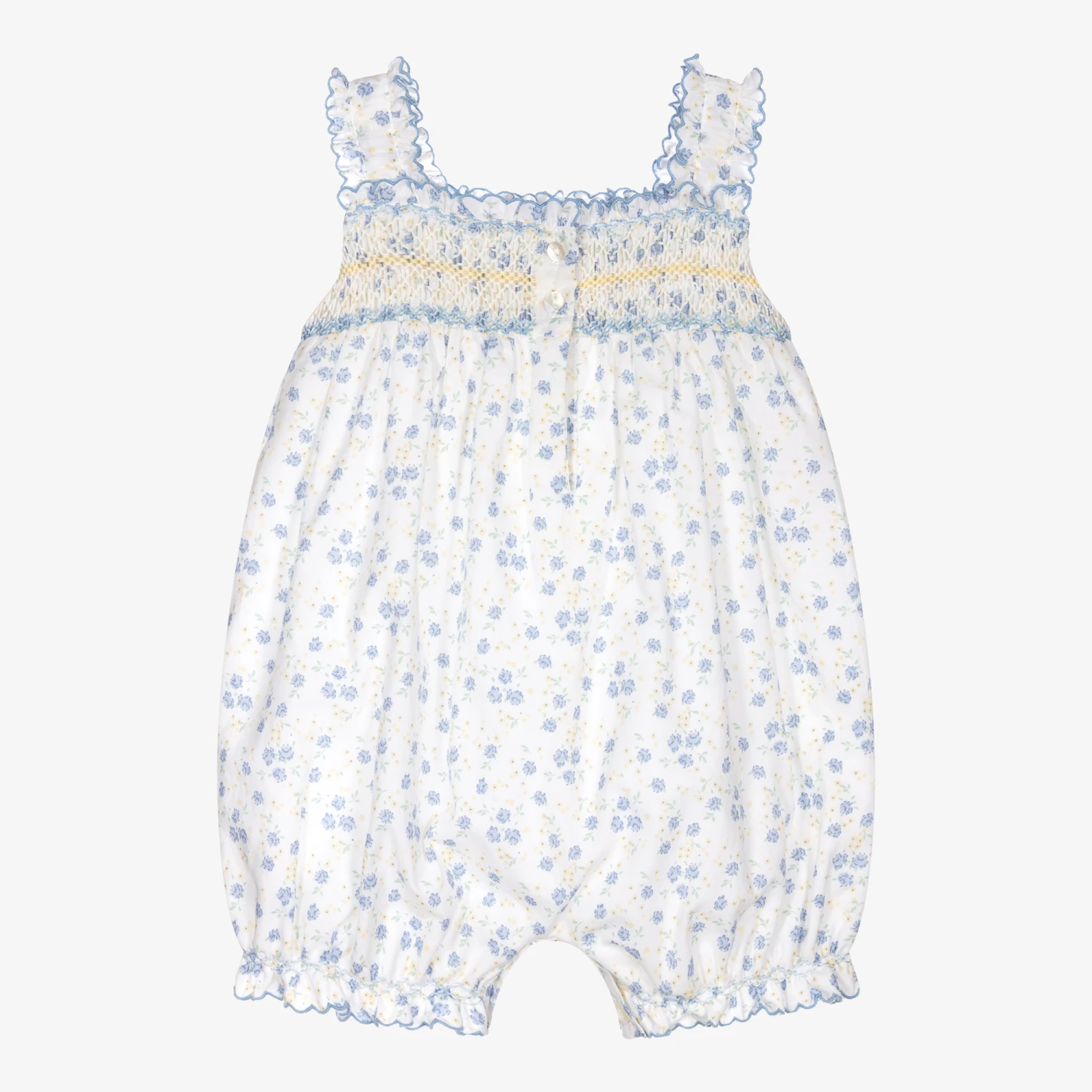 Sarah Louise White & Blue Floral Shortie 2 Sarah Louise White & Blue Floral Shortie - Image 2