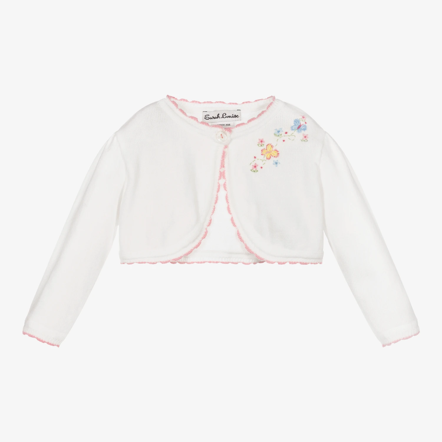 Sarah Louise White Knitted Bolero Cardigan 1 Sarah Louise White Knitted Bolero Cardigan