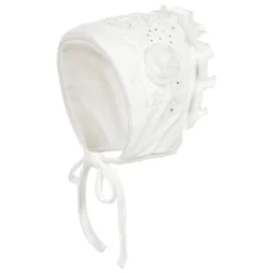 Sofija White Cotton Padded Bonnet