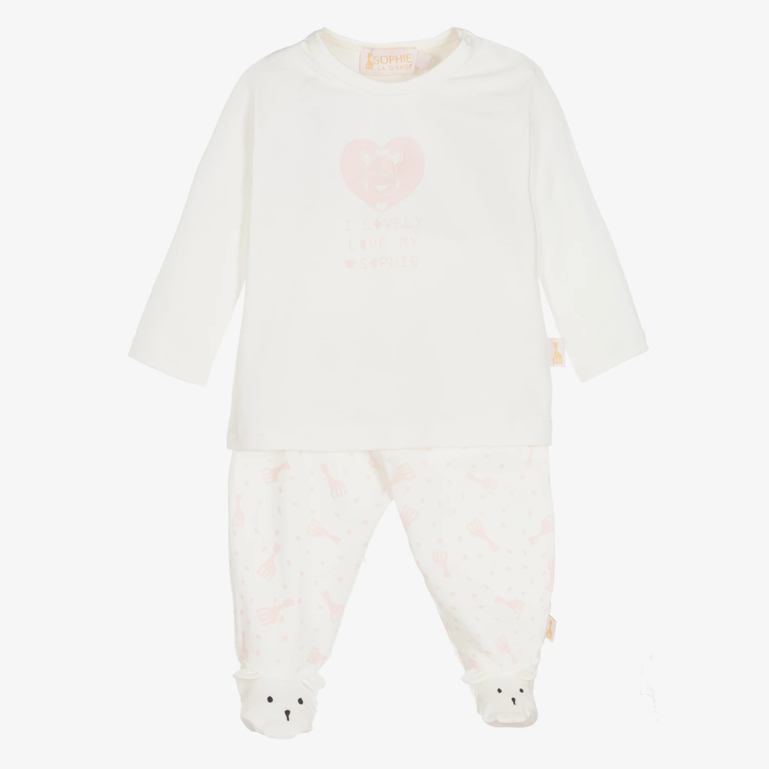 Sophie La Girafe Ivory Cotton 2 Piece Babygrow 1 Sophie La Girafe Ivory Cotton 2 Piece Babygrow