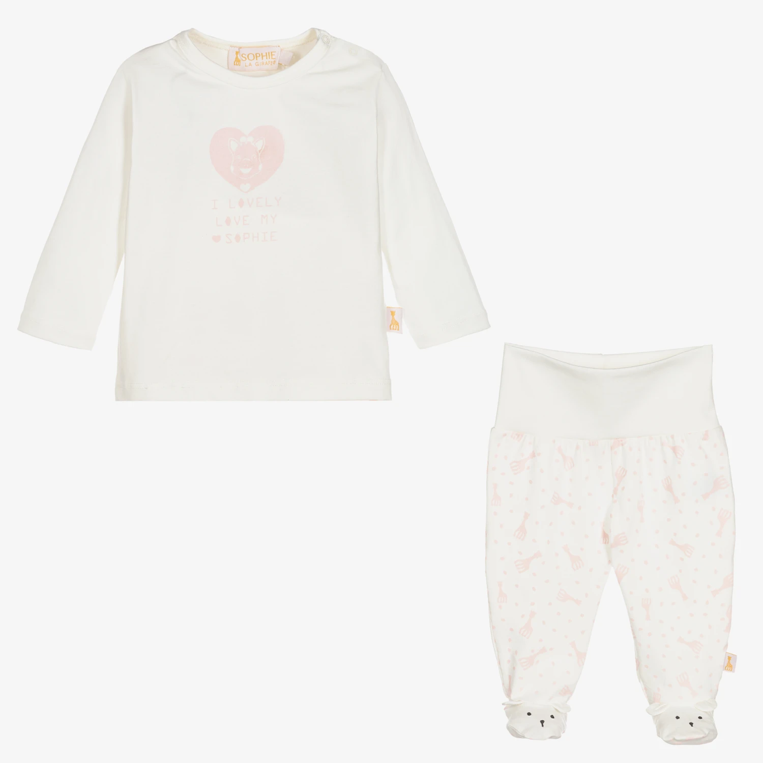 Sophie La Girafe Ivory Cotton 2 Piece Babygrow 2 Sophie La Girafe Ivory Cotton 2 Piece Babygrow - Image 2