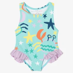 Stella McCartney Kids Baby Girls Blue Swimsuit (UPF50+)