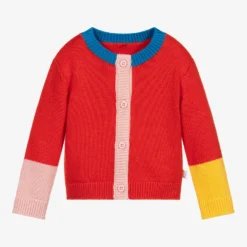 Stella McCartney Kids Red Colour Block Baby Cardigan