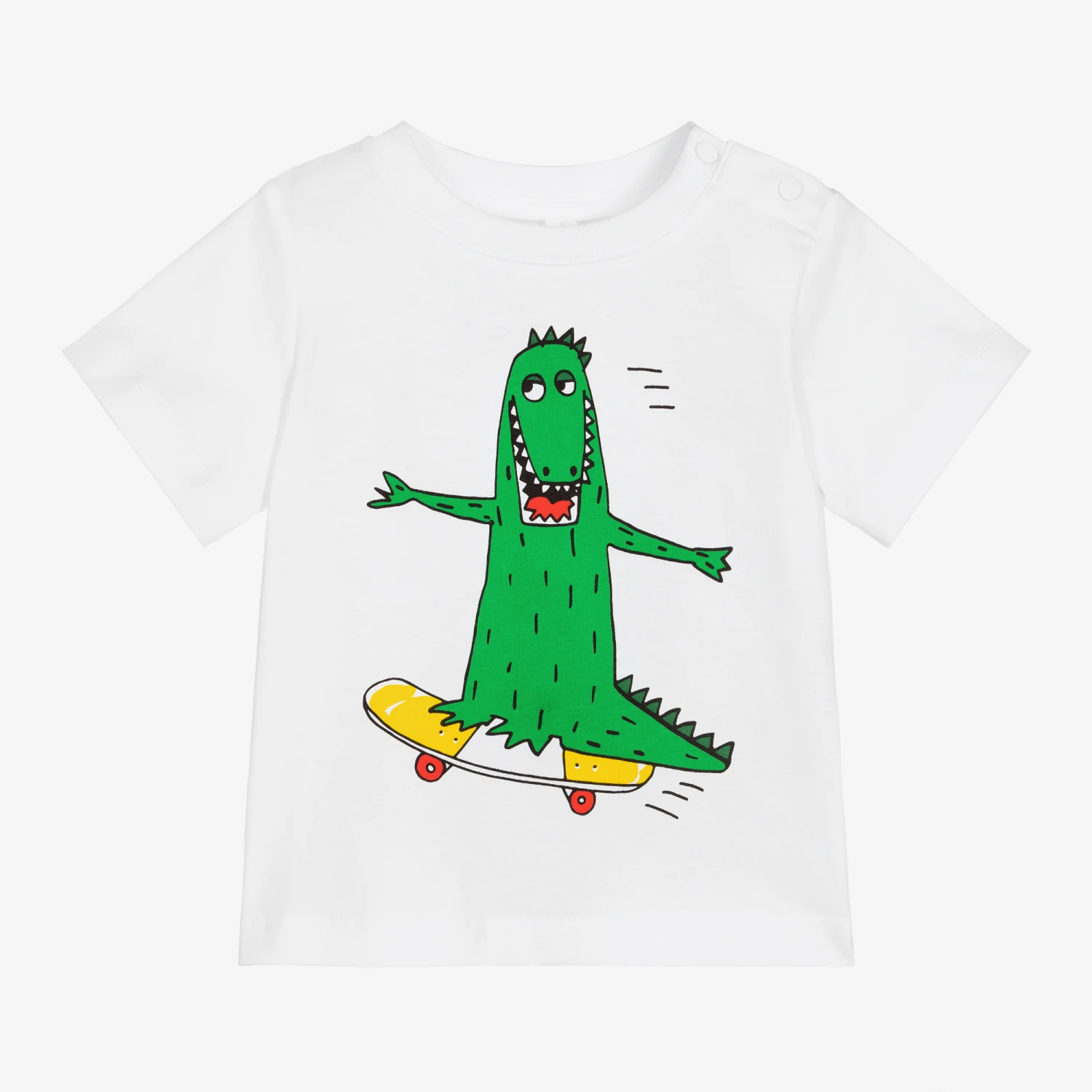 Stella McCartney Kids White Crocodile Cotton T-Shirt 1 Stella McCartney Kids White Crocodile Cotton T-Shirt
