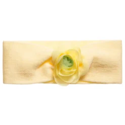 Story Loris Girls Yellow Cotton Jersey Headband With Flower