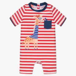 Sunuva Baby Boys Red & White Giraffe Sun Suit