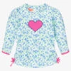 Sunuva Baby Girls Blue Floral Heart Swim Top