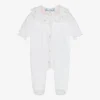 Tartine Et Chocolat Girls White Smocked Collar Babygrow