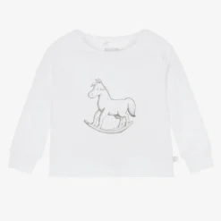 The Little Tailor White Cotton Jersey Rocking Horse Top