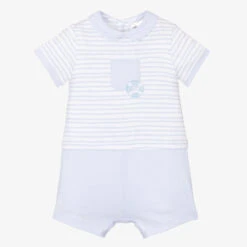 Tutto Piccolo Baby Boys Blue Striped Cotton Shortie