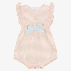 Tutto Piccolo Baby Girls Orange Gingham Cotton Shortie