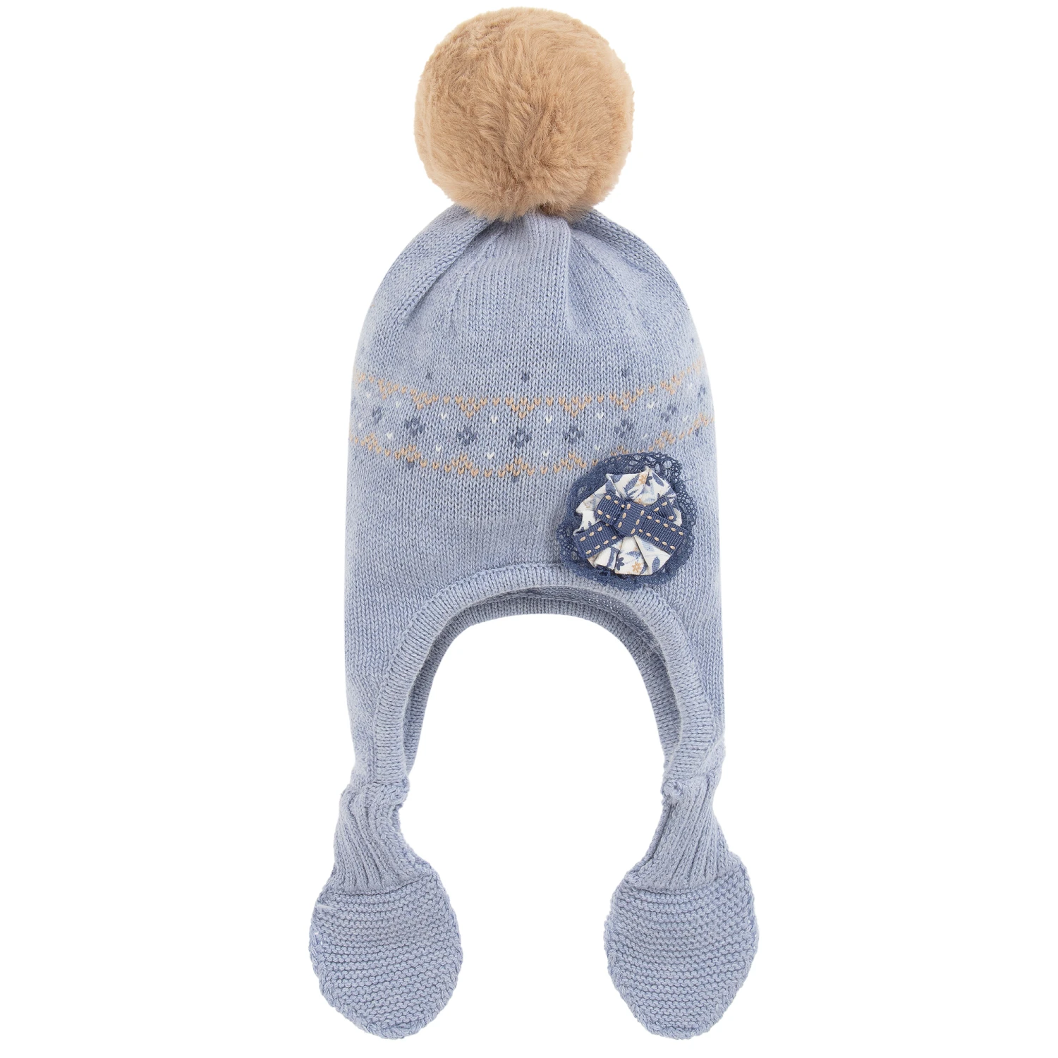 Tutto Piccolo Girls Blue Cotton Knit Hat 2 Tutto Piccolo Girls Blue Cotton Knit Hat - Image 2
