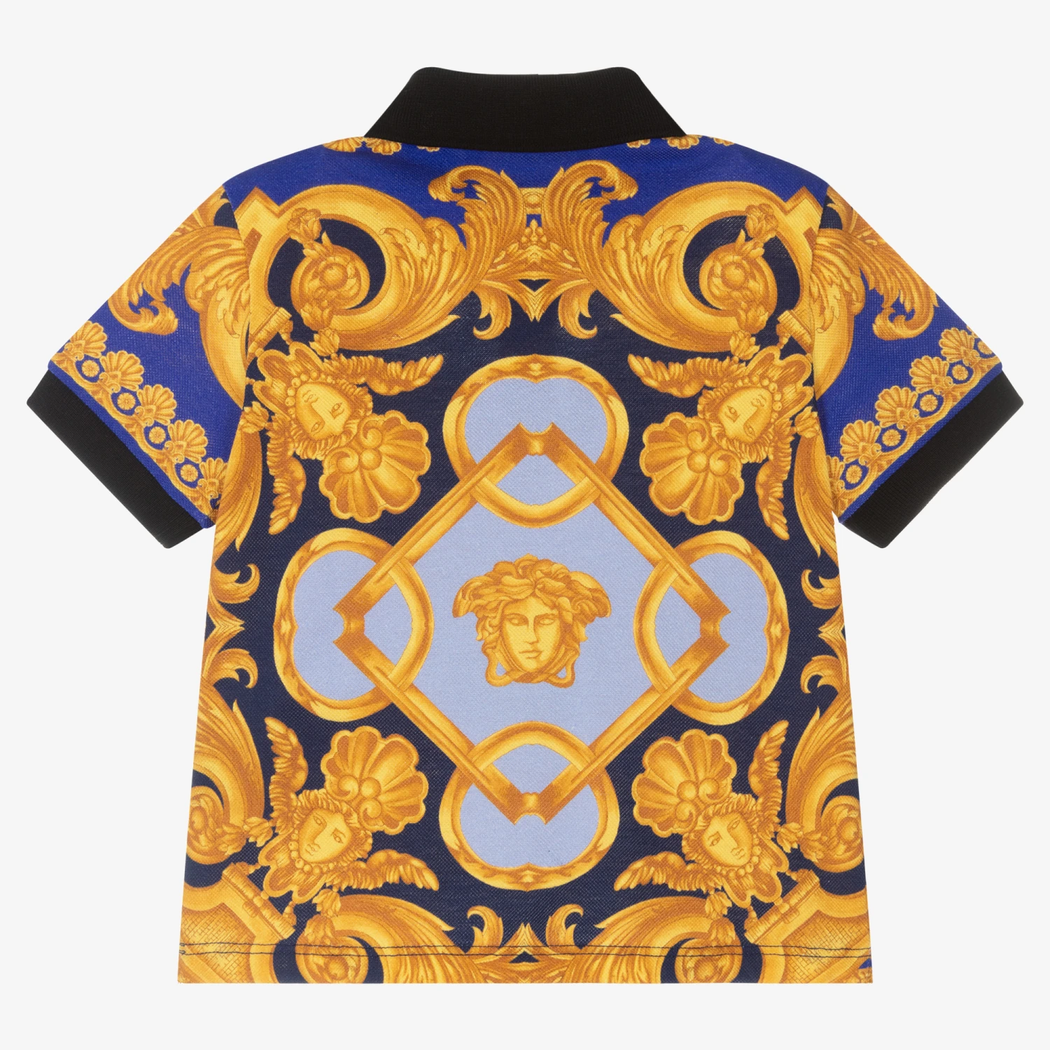 Versace Baby Boys Blue Barocco 660 Polo Shirt 2 Versace Baby Boys Blue Barocco 660 Polo Shirt - Image 2