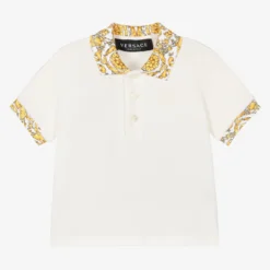 Versace Baby Boys Ivory & Gold Barocco Polo Shirt