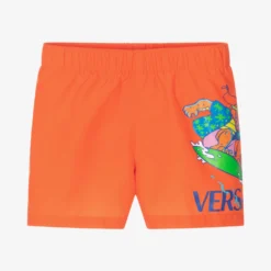 Versace Baby Boys Orange Crocodile Swim Shorts