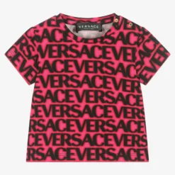 Versace Baby Girls Pink Cotton Logo T-Shirt