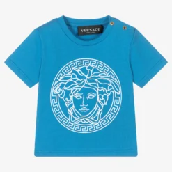 Versace Blue Medusa Logo Baby T-Shirt