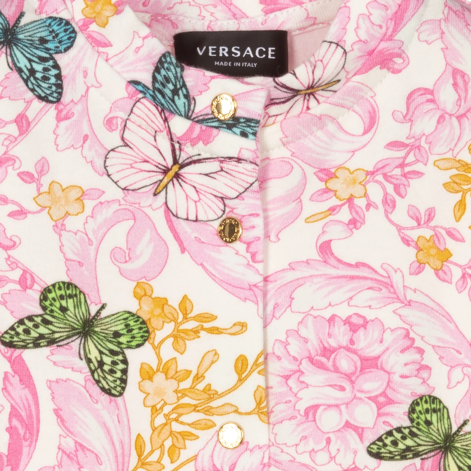Versace Girls Pink Baroque Babygrow 3 Versace Girls Pink Baroque Babygrow - Image 3