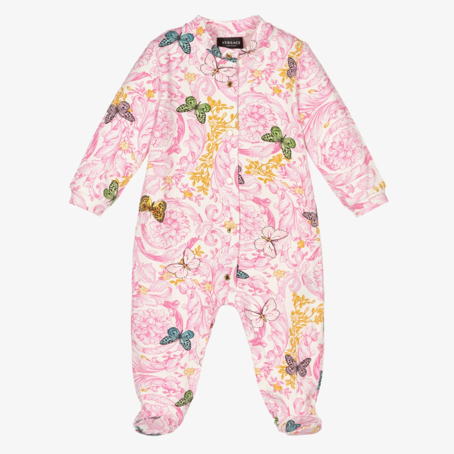 Versace Girls Pink Baroque Babygrow 1 Versace Girls Pink Baroque Babygrow
