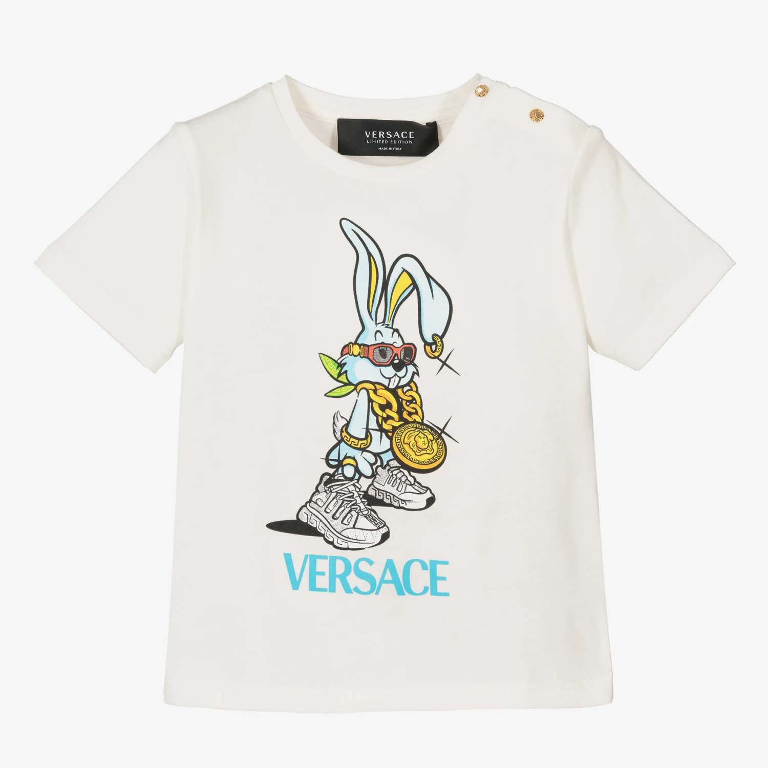 Versace White & Blue Bunny Baby T-Shirt 1 Versace White & Blue Bunny Baby T-Shirt