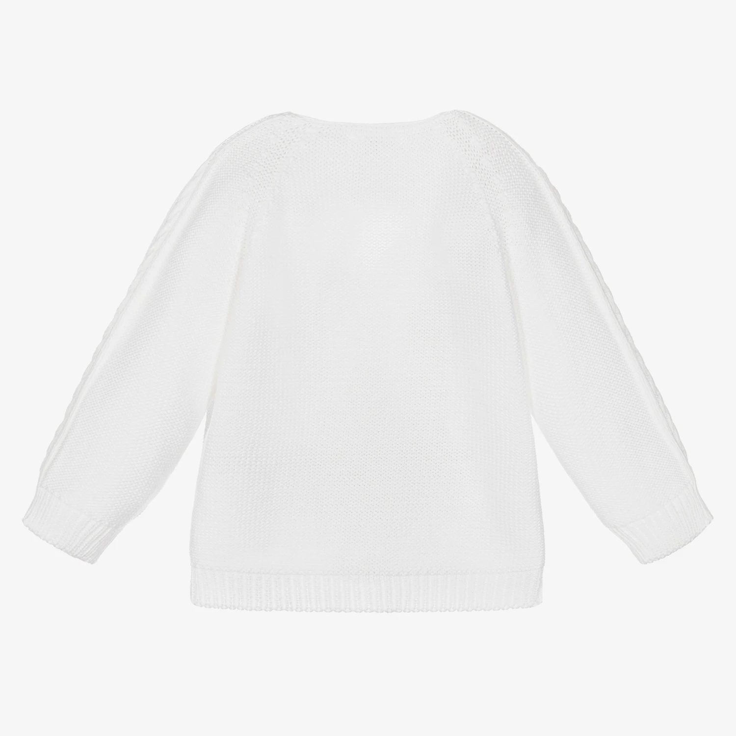 Wedoble White Cotton Knit Baby Cardigan 2 Wedoble White Cotton Knit Baby Cardigan - Image 2