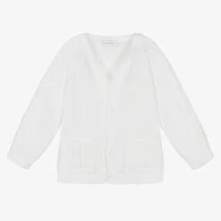 Wedoble White Cotton Knit Baby Cardigan