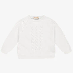 Wedoble White Organic Cotton Knit Baby Jumper