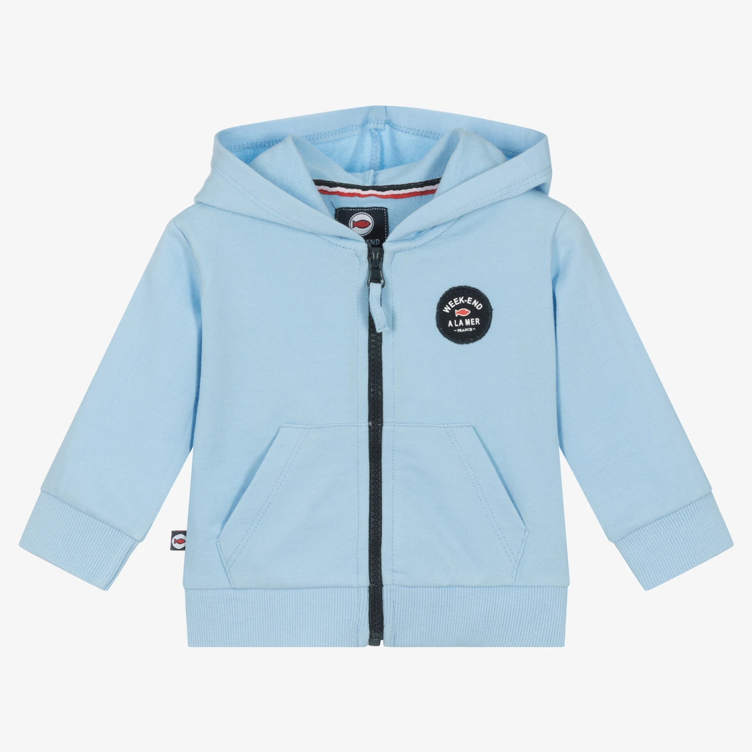 Week-end à La Mer Baby Boys Blue Cotton Zip-Up Hoodie 1 Week-end à La Mer Baby Boys Blue Cotton Zip-Up Hoodie