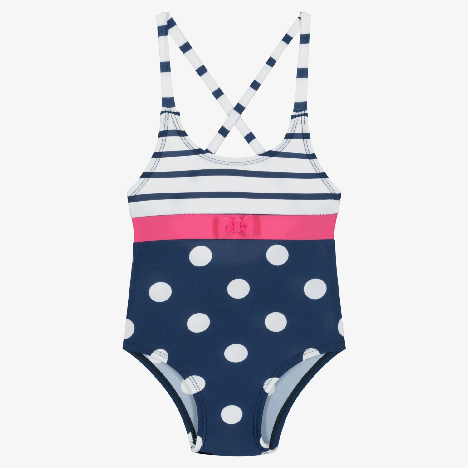 Week-end à La Mer Baby Girls Navy Blue Polka Dot Swimsuit 1 Week-end à La Mer Baby Girls Navy Blue Polka Dot Swimsuit