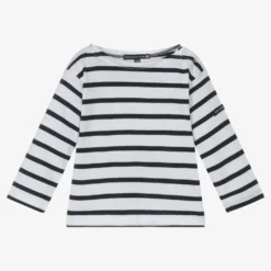 Week-end à La Mer Baby Girls White Breton Striped Top