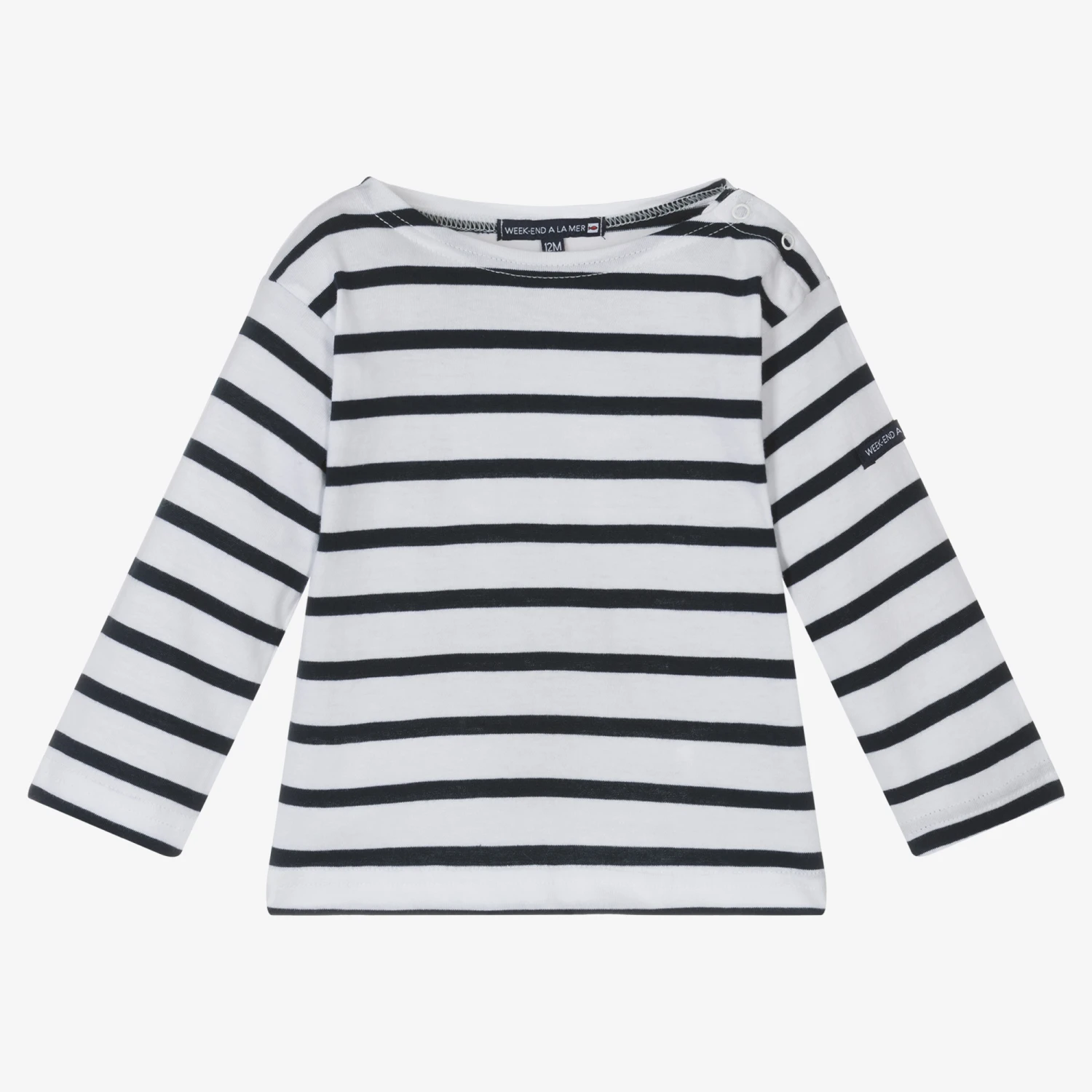 Week-end à La Mer Baby Girls White Breton Striped Top 1 Week-end à La Mer Baby Girls White Breton Striped Top