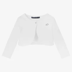 Week-end à La Mer Baby Girls White Cotton Bolero