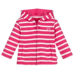 Week-end à La Mer Pink Striped Zip-Up Top
