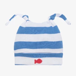 Week-end à La Mer White & Blue Stripe Cotton Baby Hat